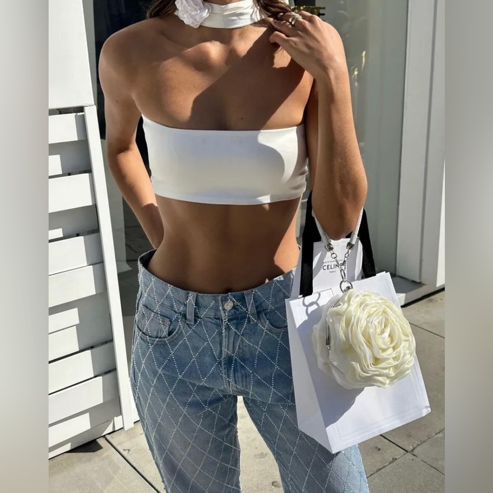 ✨ ZARA NEW WITH TAGS TRF MID RISE RHINESTONE JEANS ✨